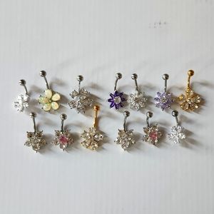 Assorted flower belly button rings